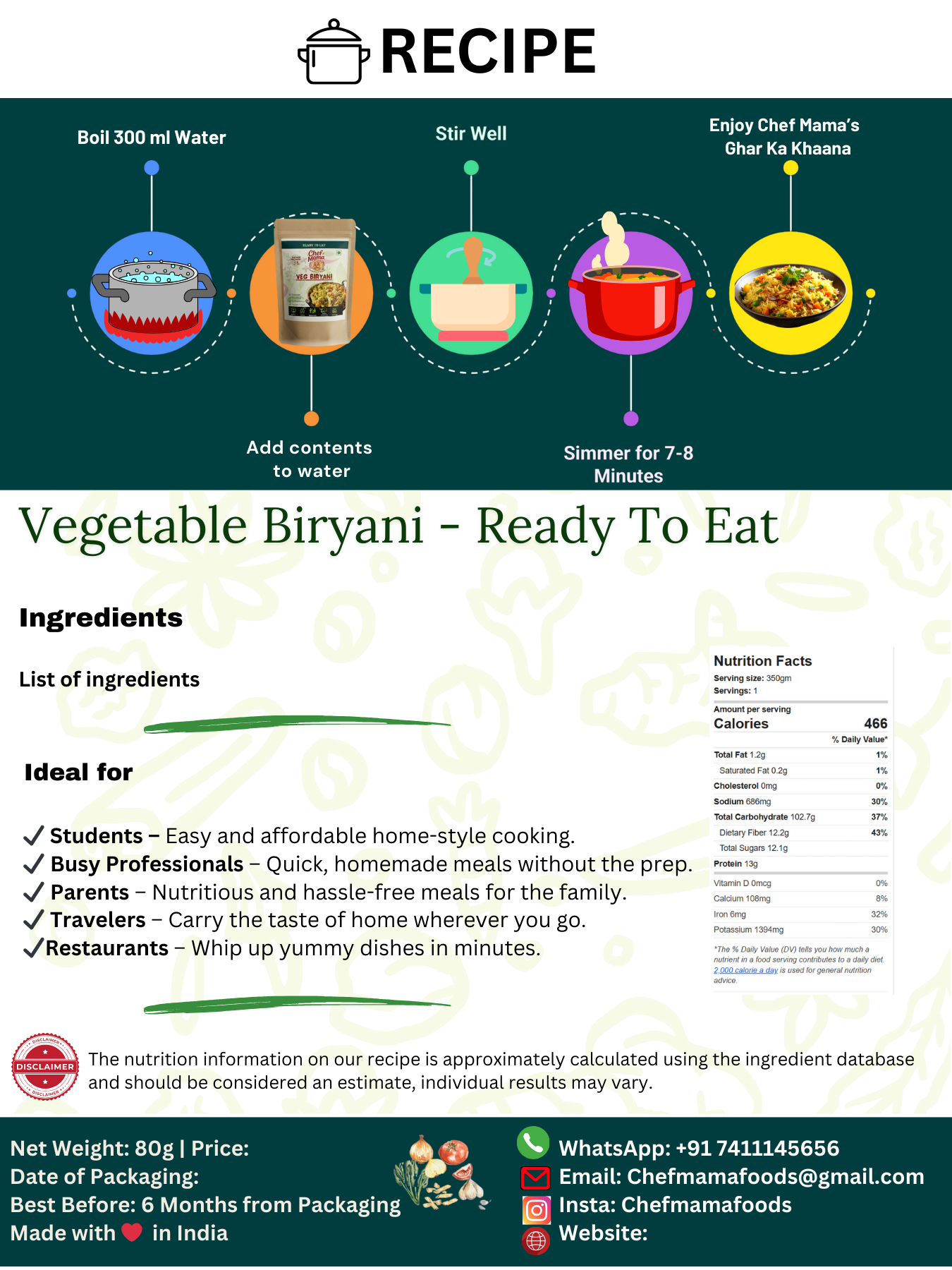 VEGETABLE BIRYANI